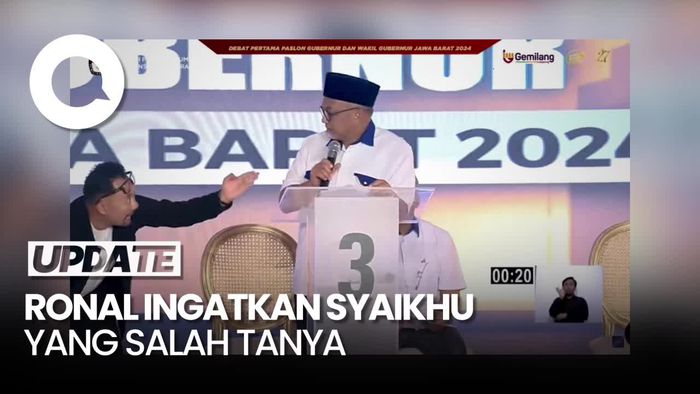 Video Momen Ronal Ingatkan Syaikhu yang Salah Tanya saat Debat Pilgub Jabar