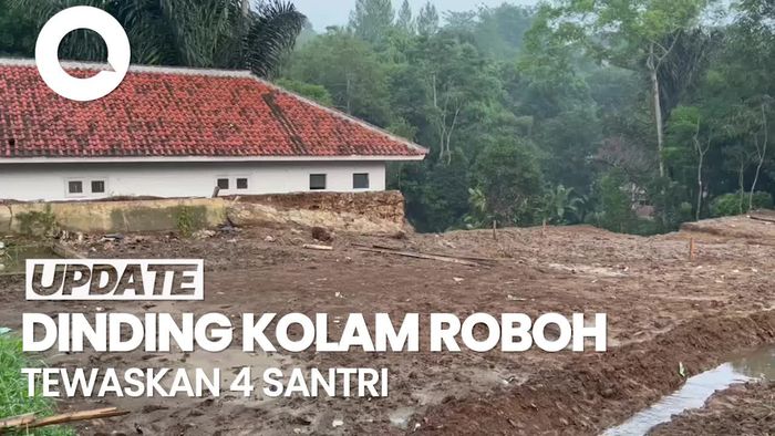 Video Penampakan Dinding Kolam Ponpes di Sukabumi Roboh Tewaskan 4 Santri