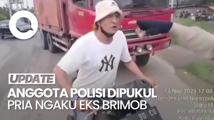 Video: Heboh Pria Ngaku Mantan Brimob Pukul Polantas saat Kawal Truk