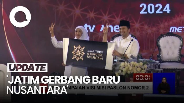 Video Khofifah-Emil Buka Debat: Banggakan Infrastruktur Jatim, Singgung IKN