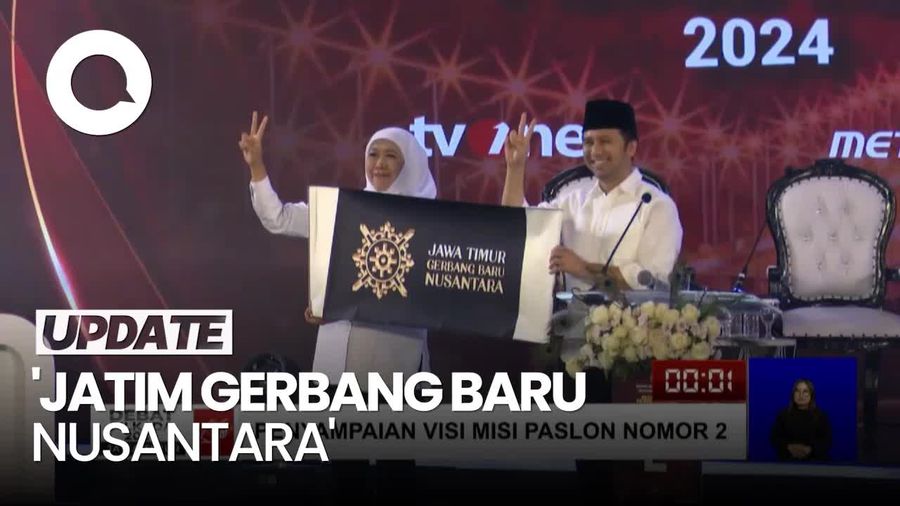 Video Khofifah-Emil Buka Debat: Banggakan Infrastruktur Jatim, Singgung IKN