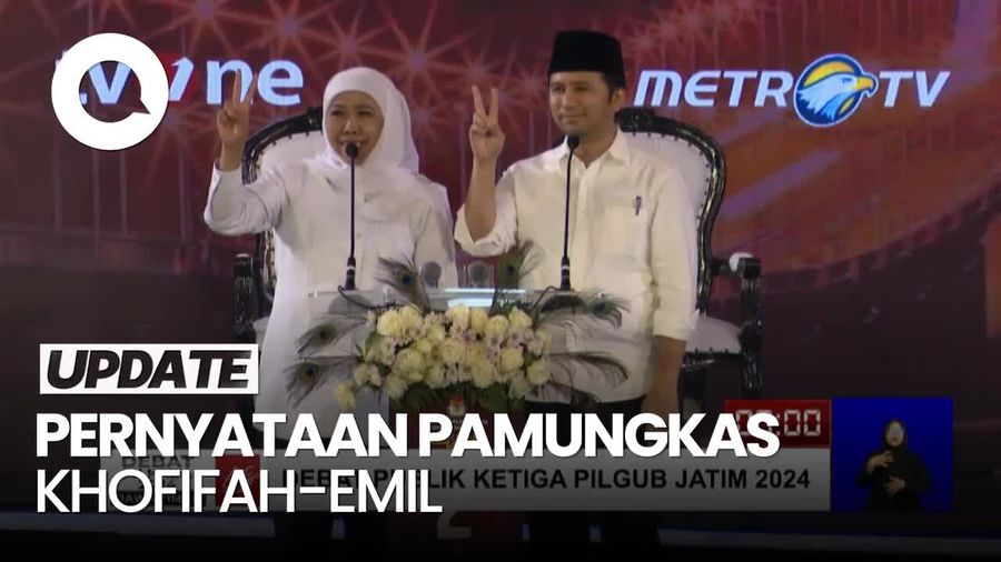 Video: Khofifah-Emil Tutup Debat, Minta Maaf ke Risma-Hans dan Luluk-Lukman