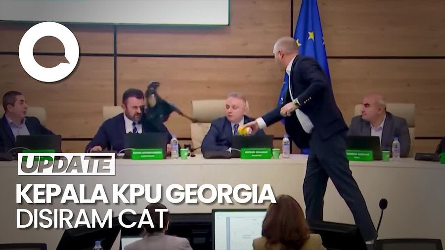 Video: Detik-detik Kepala KPU Georgia Disiram Cat oleh Pejabat Oposisi
