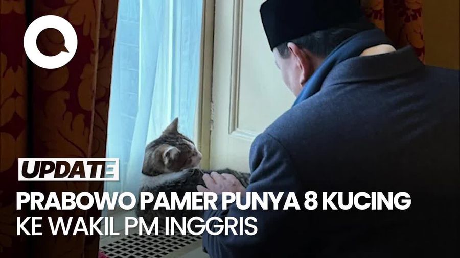 Video: Kala Prabowo Pamer Punya 8 Kucing-Bertemu Larry The Cat ke Wakil PM Inggris