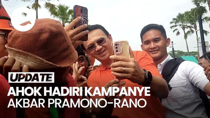 Video: Kenakan Baju Oranye, Ahok Hadiri Kampanye Akbar Pramono-Rano di GBK