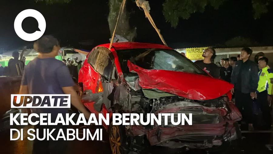 Video: 4 Mobil Terlibat Kecelakaan Beruntun di Sukabumi, 7 Orang Luka