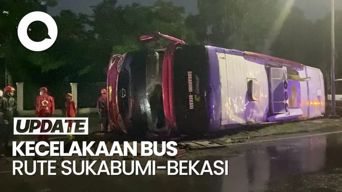 Video: Bus Terguling di Lingkar Selatan Sukabumi, 10 Orang Luka