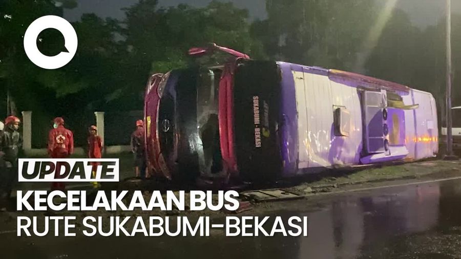 Video: Bus Terguling di Lingkar Selatan Sukabumi, 10 Orang Luka
