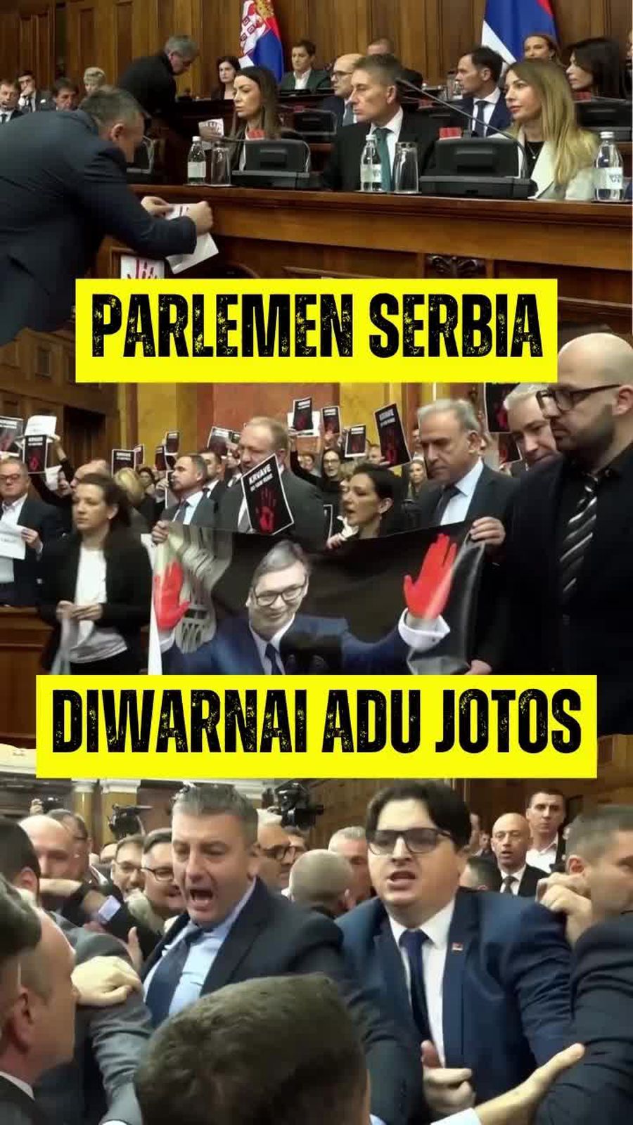 Video: Adu Jotos di Parlemen Serbia saat Bahas Tragedi Atap Stasiun KA Ambruk
