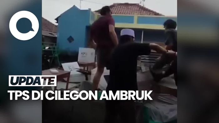 Video Detik-detik TPS di Cilegon Ambruk Diterjang Hujan Disertai Angin