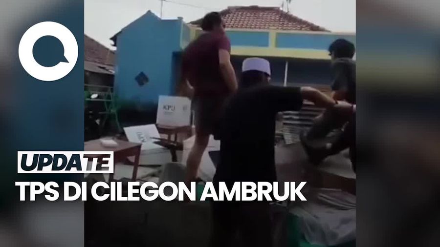 Video Detik-detik TPS di Cilegon Ambruk Diterjang Hujan Disertai Angin