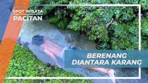Serunya Berenang di Antara Karang Pantai Jantur, Pacitan
