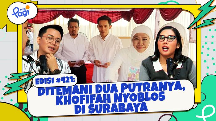 Ditemani Dua Putranya, Khofifah Nyoblos di Surabaya
