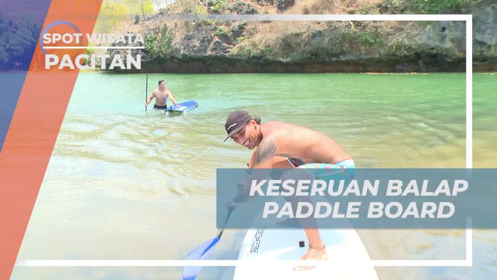 Balapan Seru Menggunakan Paddle Board di Pantai Ngiroboyo, Pacitan