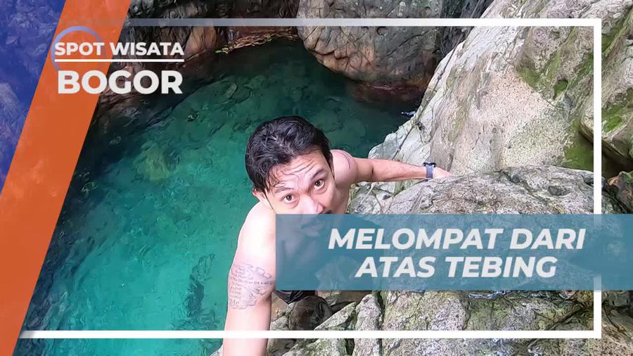 Sensasi Melompat dari Tebing Curug Leuwi Lieuk, Bogor