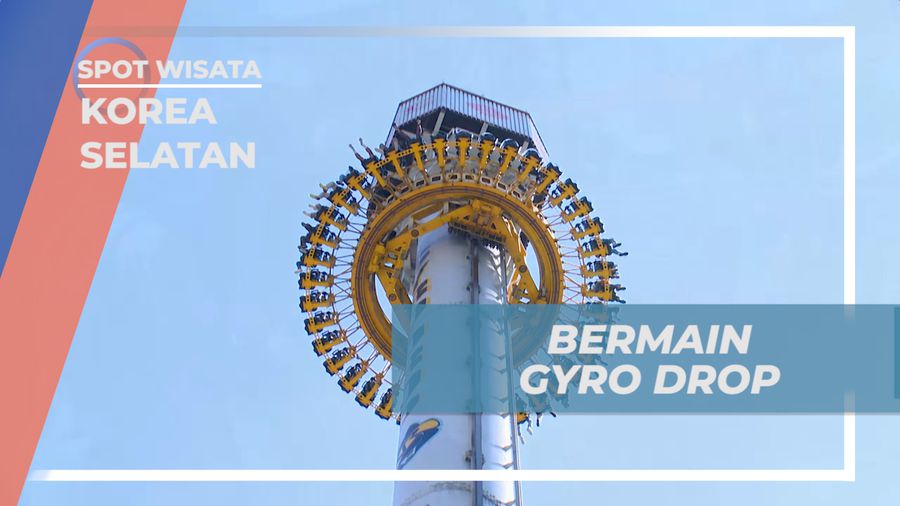 Coba Wahana Menegangkan Gyro Drop di Lotte World, Korea Selatan