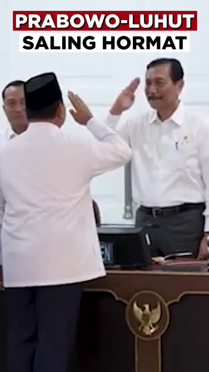 Video: Momen Prabowo dan Luhut Saling Hormat Sebelum Rapat Kabinet