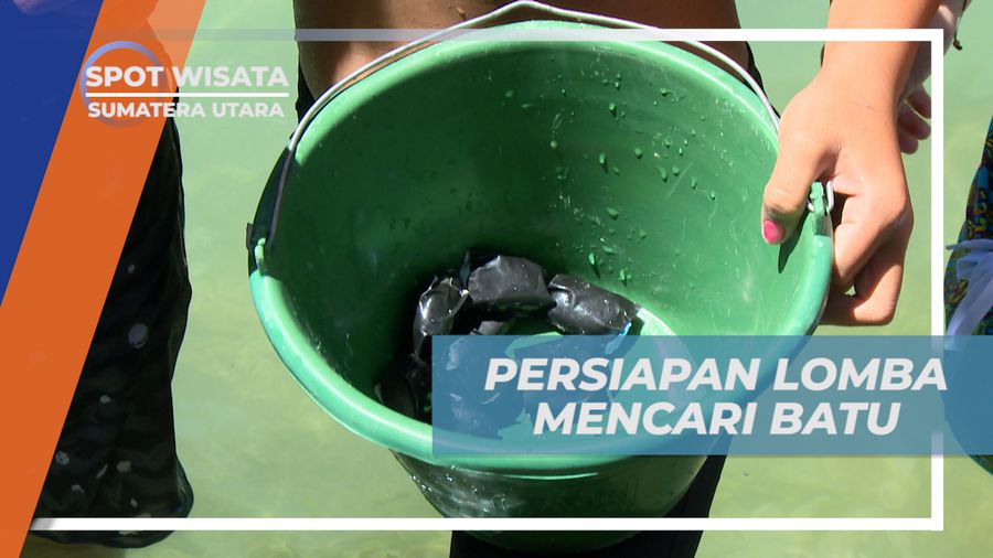 Persiapan Lomba Mencari Batu yang Menantang di Pemandian Bah Tio, Sumatera Utara