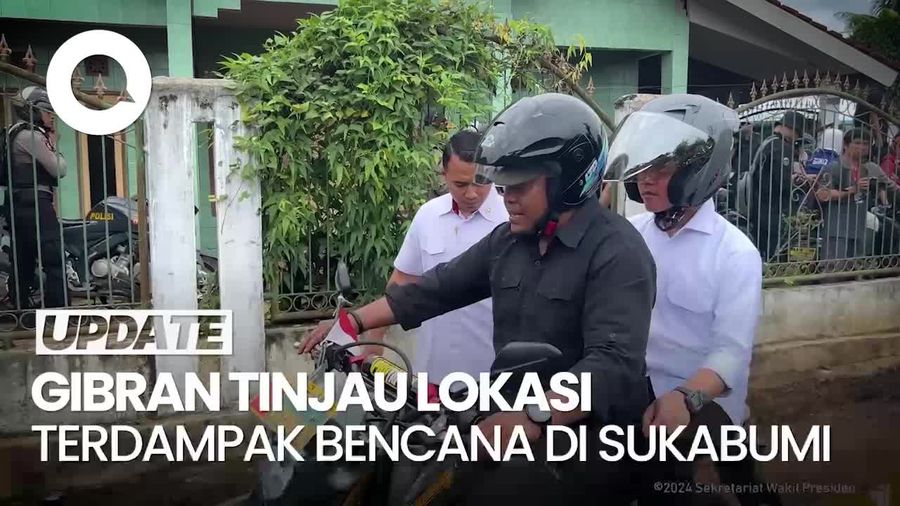Video: Dibonceng Naik Motor, Gibran Tinjau Lokasi Terdampak Banjir di Sukabumi