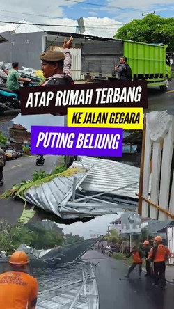 Video: Diterjang Angin Puting Beliung, Atap Rumah di Bali Terbang ke Jalan
