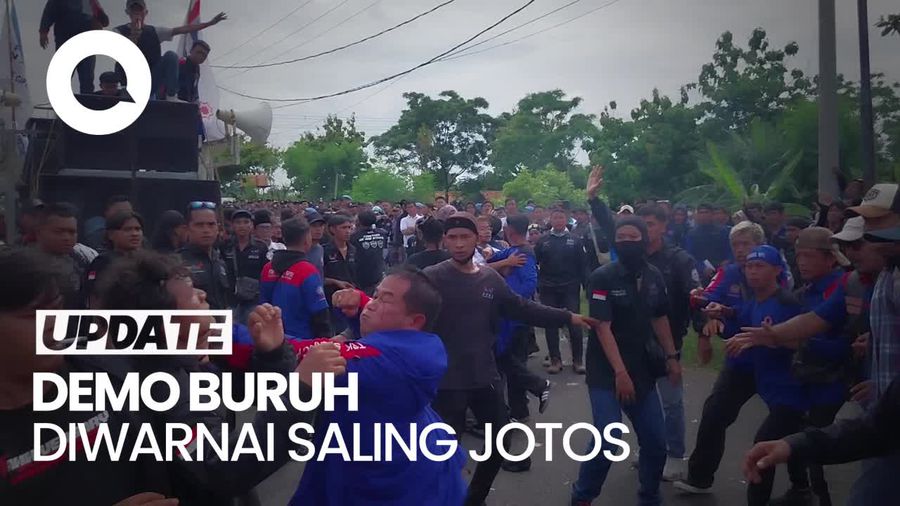 Video Buruh Saling Jotos Saat Kawal Rapat Pleno UMK di Majalengka