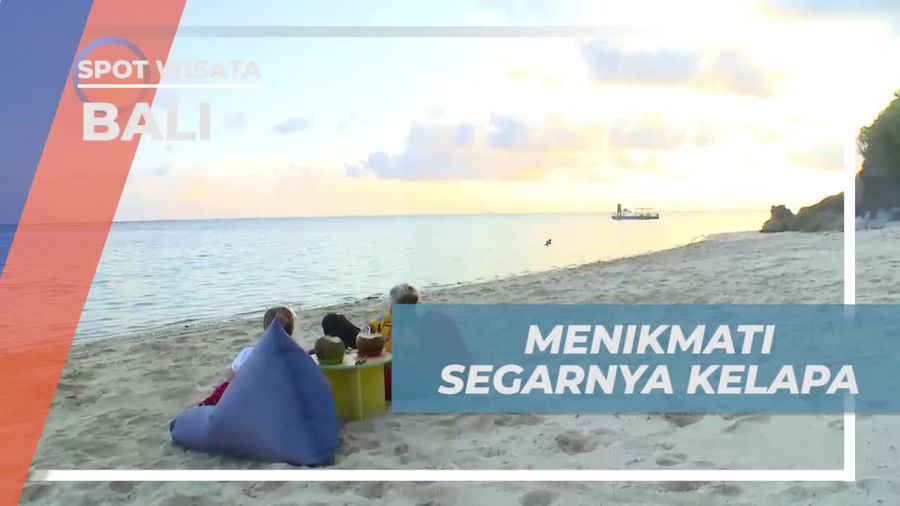 Nikmati Segarnya Kelapa Muda di Tepi Pantai Pandawa, Bali