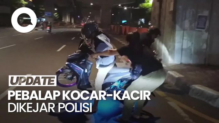 Video: Momen Pembalap Liar di Makassar Kocar-kacir Dikejar Polisi