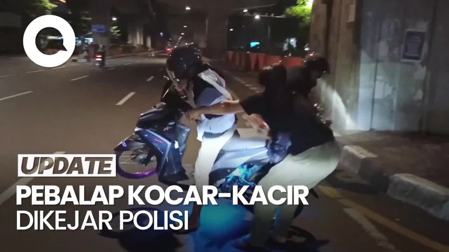 Video: Momen Pembalap Liar di Makassar Kocar-kacir Dikejar Polisi