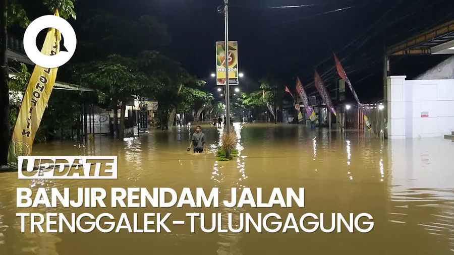 Video Penampakan Jalan Nasional Trenggalek-Tulungagung Banjir