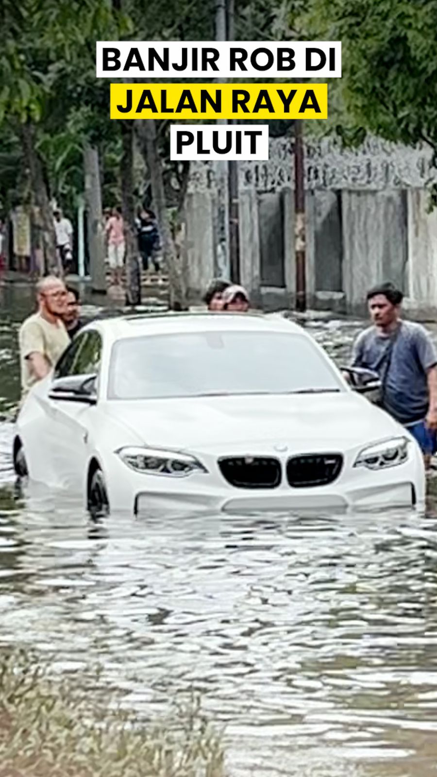 Video: Nekat Terobos Banjir, Mobil Mewah Mogok di Pluit Jakut