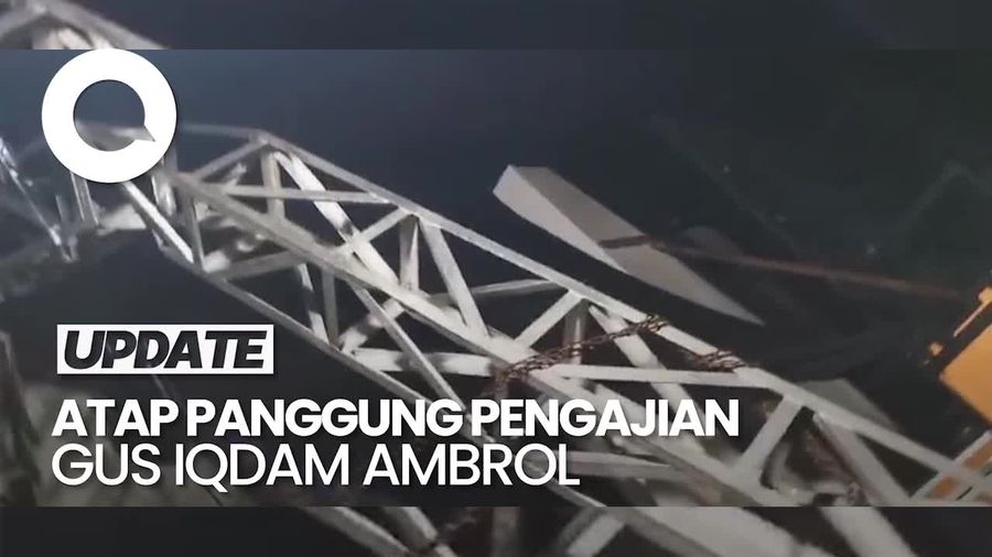 Video: Detik-detik Atap Panggung Pengajian Gus Iqdam di Blora Ambrol