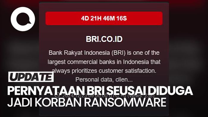 Video BRI Diduga Jadi Korban Ransomware: Kami Pastikan Data Nasabah Aman