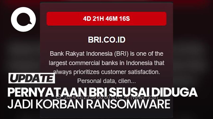 Video BRI Diduga Jadi Korban Ransomware: Kami Pastikan Data Nasabah Aman