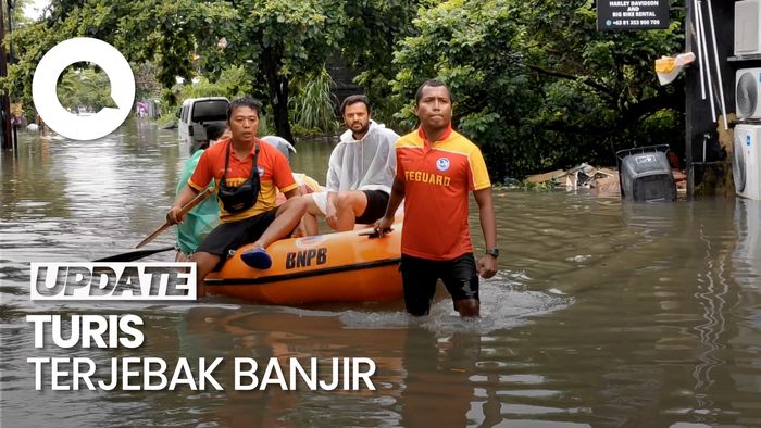 Video: Momen Evakuasi Turis Terjebak Banjir di Legian Bali