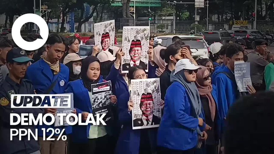Video: Mahasiswa Demo di Patung Kuda Jakpus, Tolak Kenaikan PPN 12%