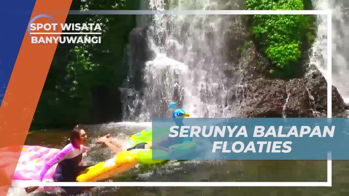 Balapan Seru Menggunakan Floaties di Air Terjun Jagir, Banyuwangi