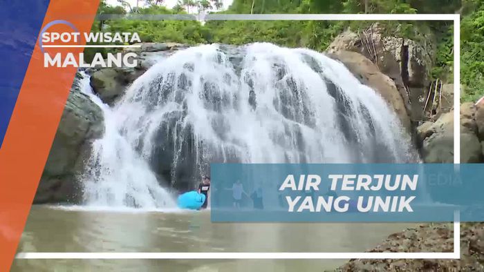 Merasakan Sensasi Berenang di Bawah Air Terjun Unik Banyu Anjlok Kota Malang