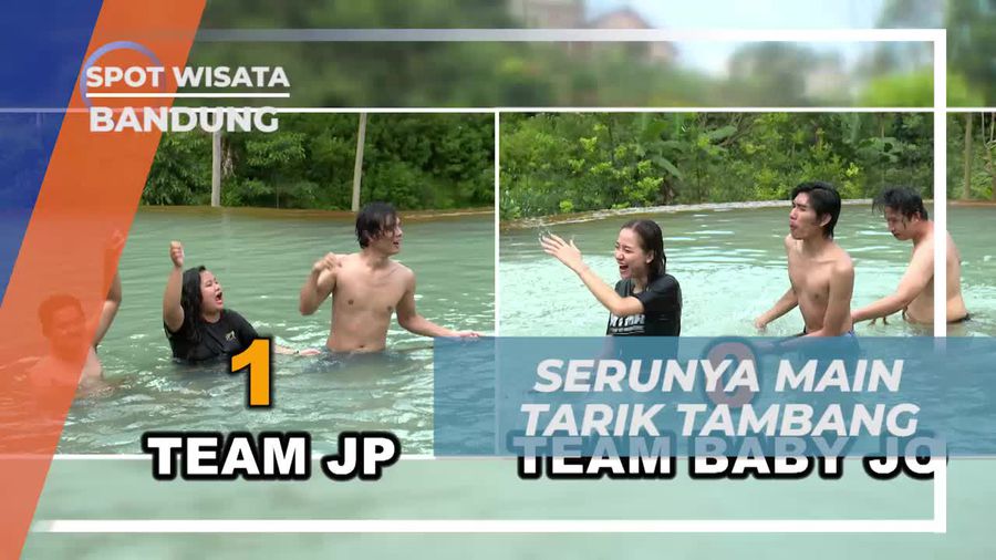 Serunya Bermain Tarik Tambang di Curug, Bandung