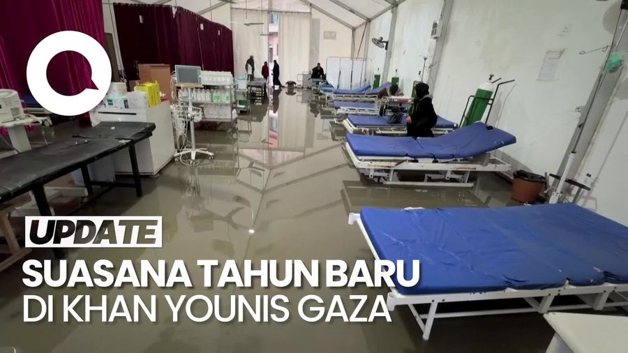 Video: Penghuni RS Darurat Khan Younis Gaza Sambut Tahun Baru di Tengah Banjir
