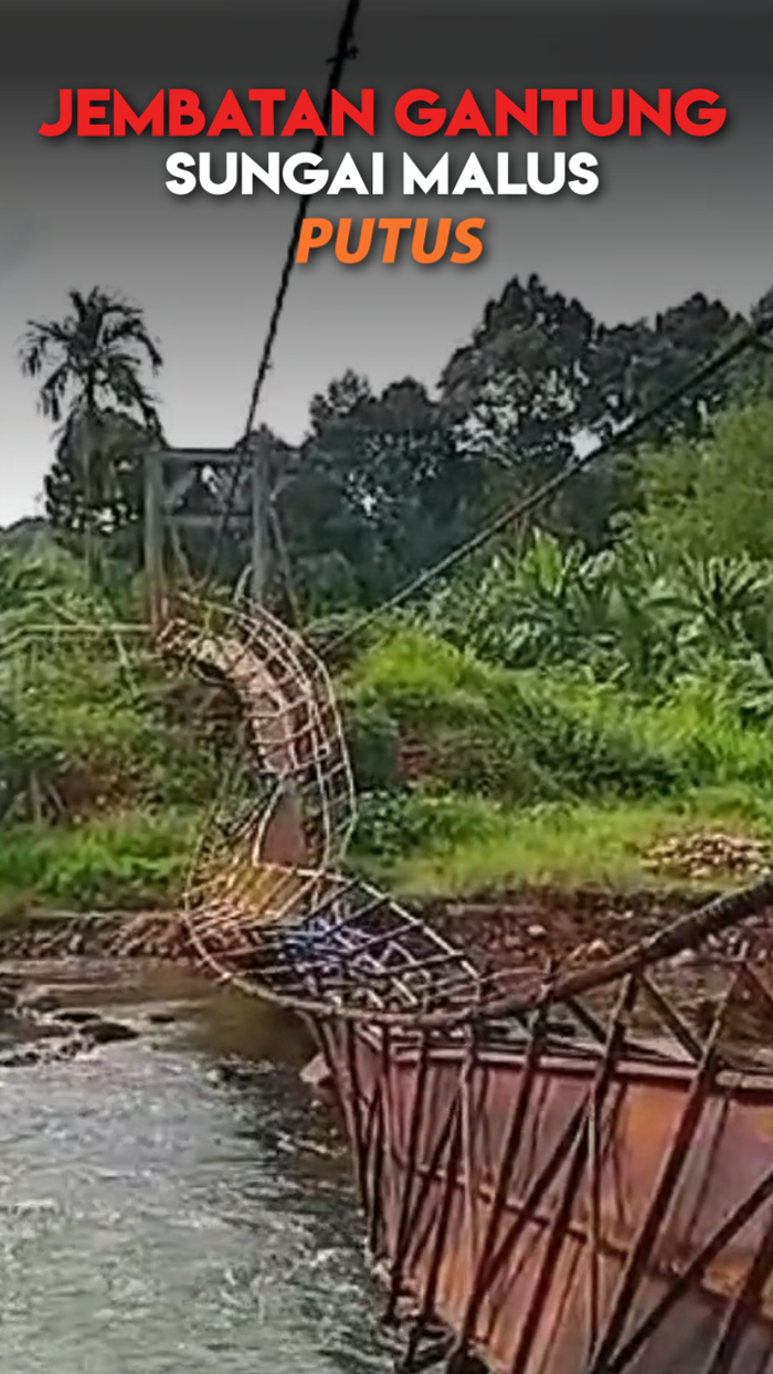 Video Jembatan Gantung Sungai Malus Lubuklinggau Putus, Puluhan Orang Terluka 