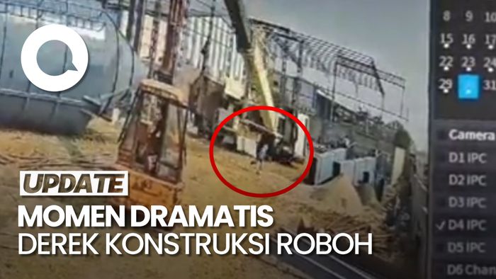 Video: Detik-detik Pekerja Nyaris Tertimpa Derek Konstruksi di India