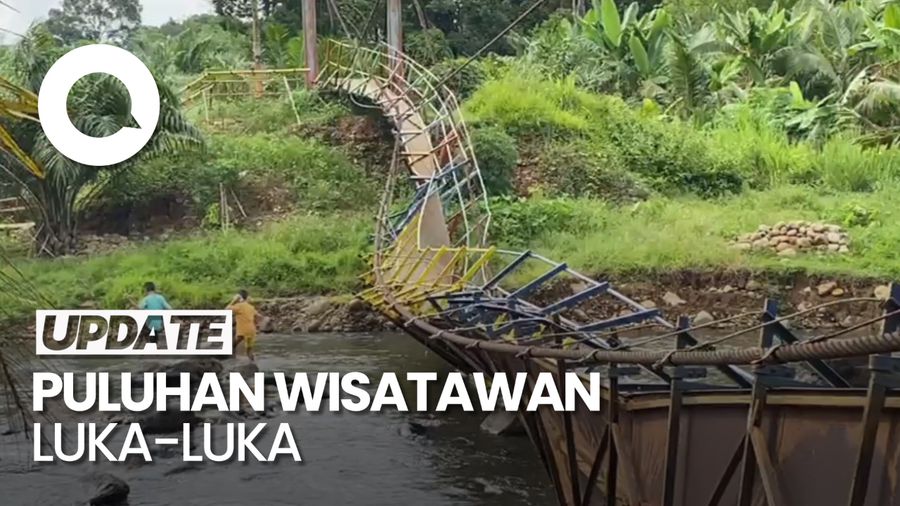 Video: Jembatan Gantung di Lubuklinggau Putus Gegara Overload Pengunjung