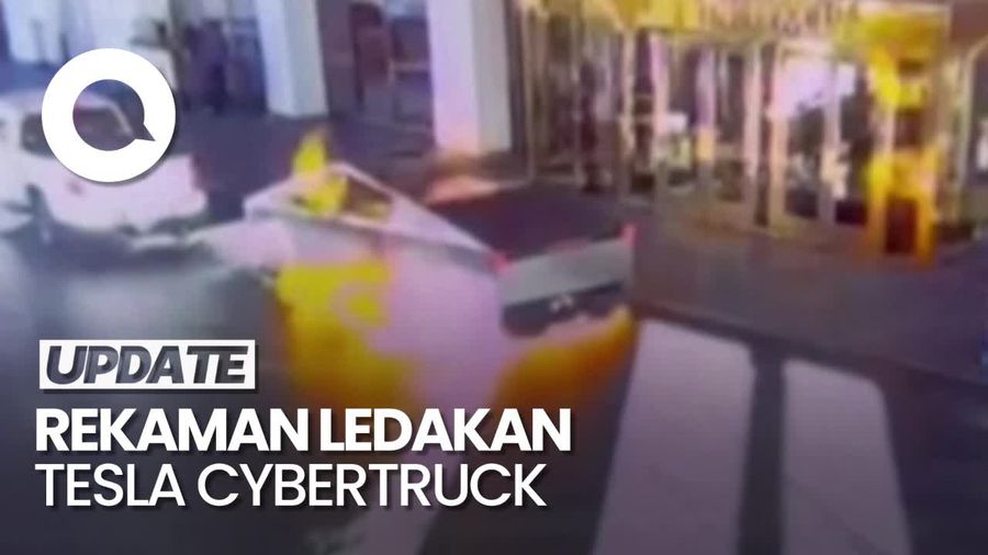 Video Detik-detik Tesla Cybertruck Meledak di Luar Hotel Trump