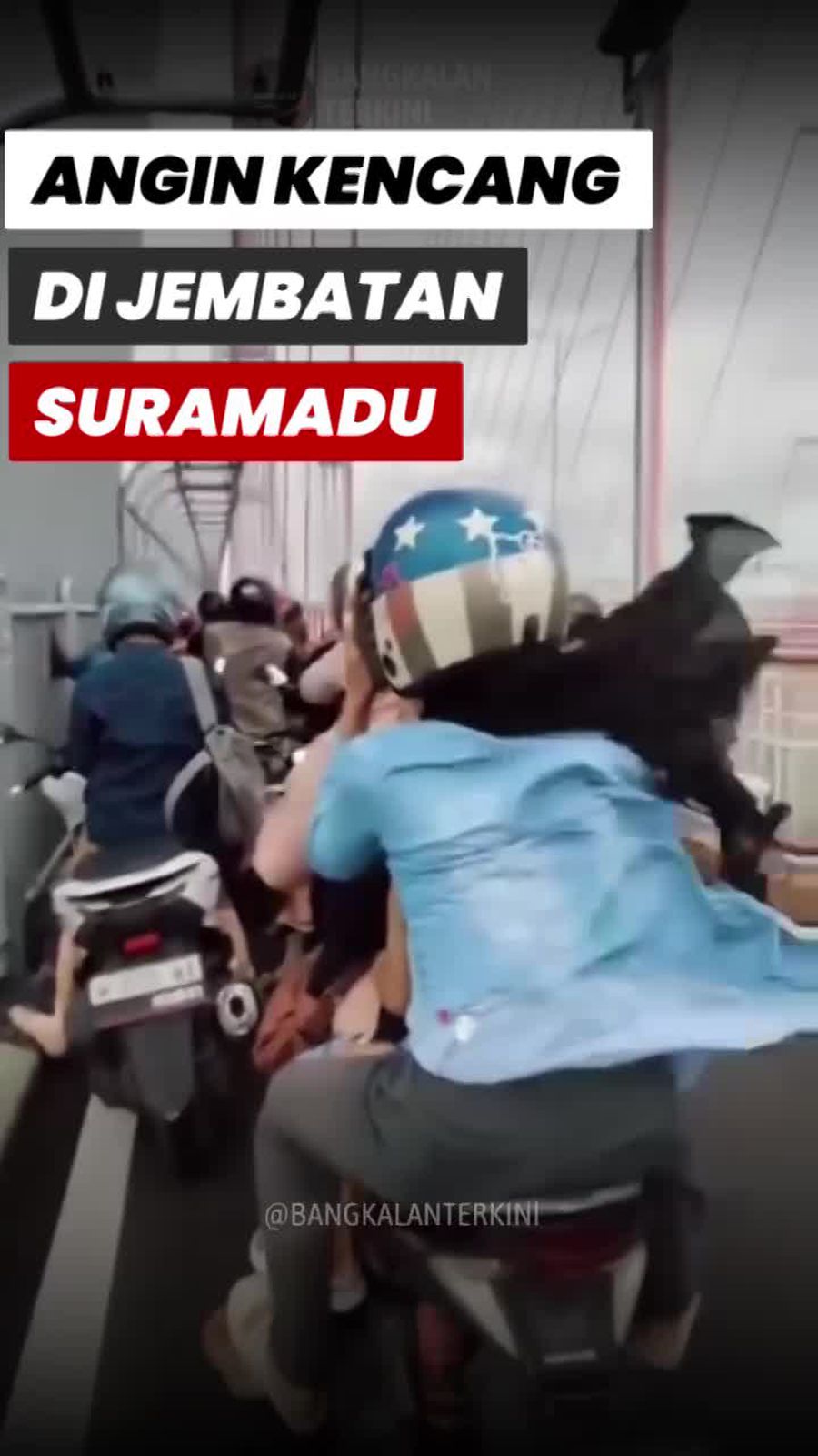 Video Viral Pemotor Terjebak Angin Kencang di Jembatan Suramadu