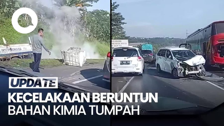 Video: Bahan Kimia Tumpah Saat 3 Kendaraan Terlibat Kecelakaan di Tol Ungaran