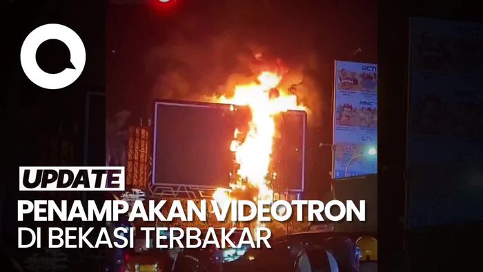 Video: Diduga Korsleting Listrik, Videotron di Jalan Ahmad Yani Bekasi Terbakar