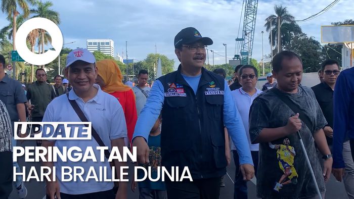 Video: Hari Braille Sedunia, Mensos Jalan Santai Bareng Penyandang Tunanetra