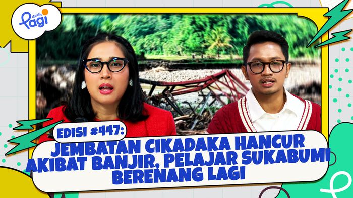 Jembatan Cikadaka Hancur Akibat Banjir, Pelajar Sukabumi Berenang Lagi