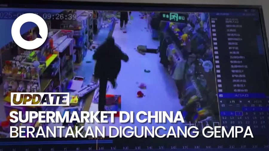 Video Supermarket di China Berantakan Diguncang Gempa M 6,8