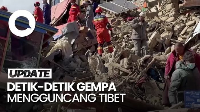 Video Rekaman CCTV saat Gempa M 6,8 Mengguncang Tibet